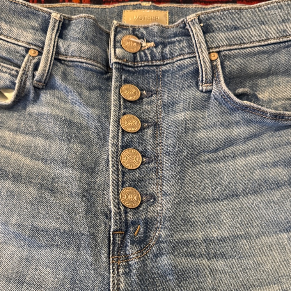 MOTHER Denim Straight Leg Jeans with Button Fly - Picture 4 of 8